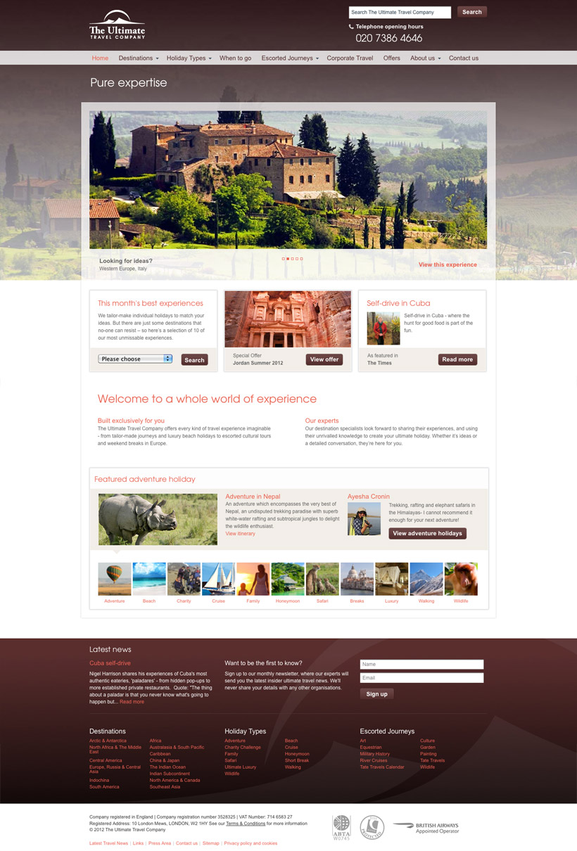 Ultimate Travel Company redesign