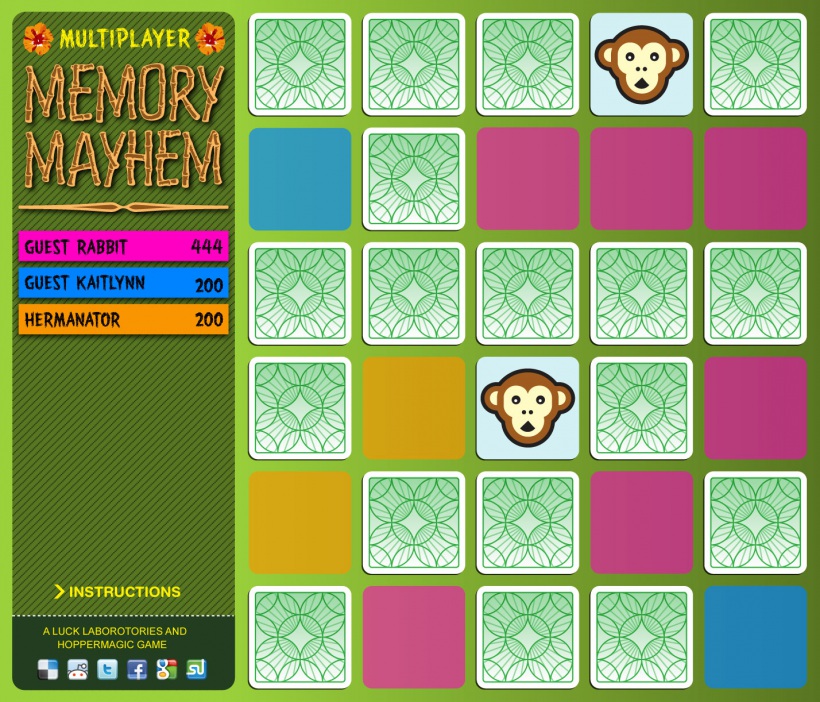 Multiplayer memory mayhem game screens