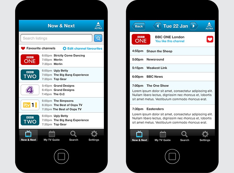 SES ASTRA iphone app