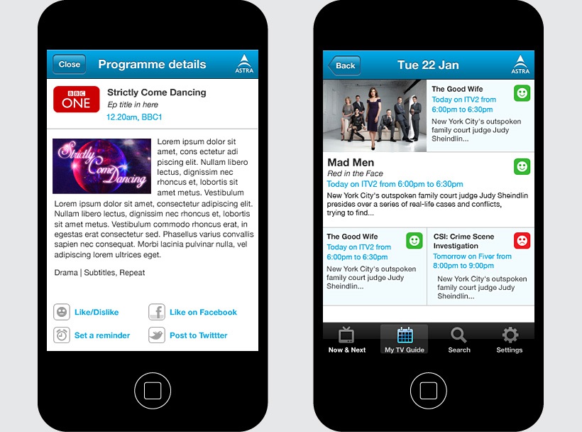 SES ASTRA iphone app
