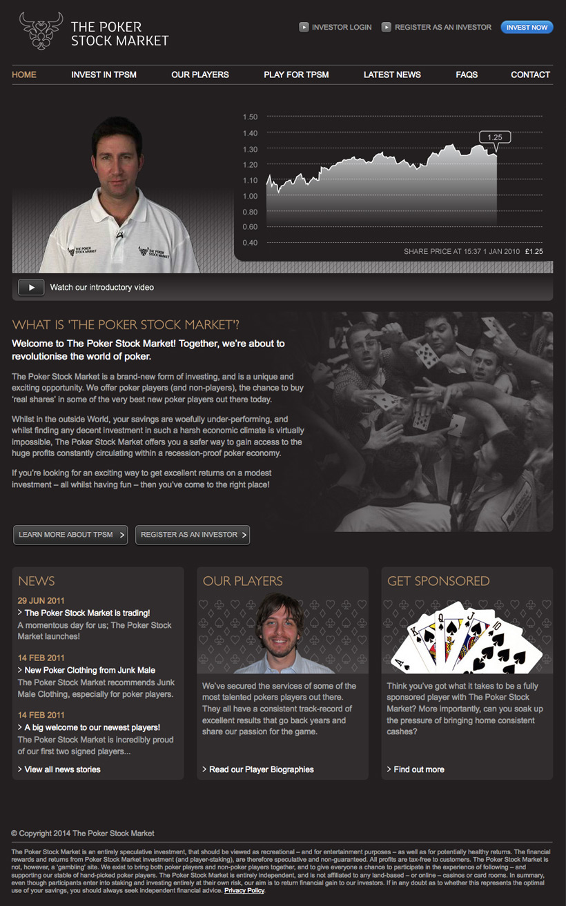 The Poker Stock Market homepage