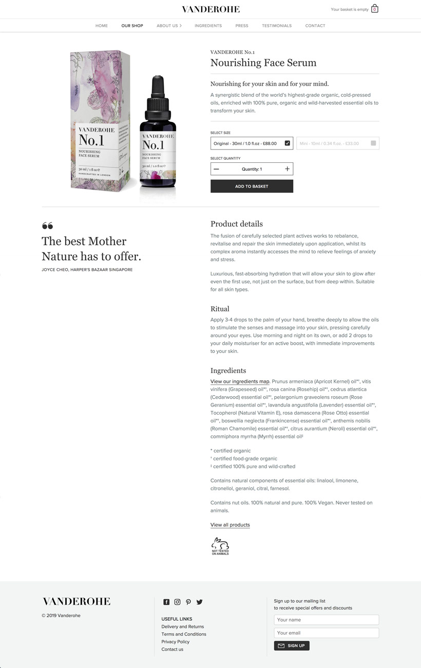 Vanderohe website design